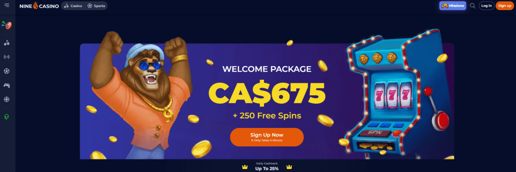 nine casino, welcome bonus, welcome package