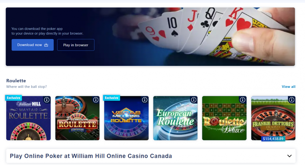 william hill casino, poker