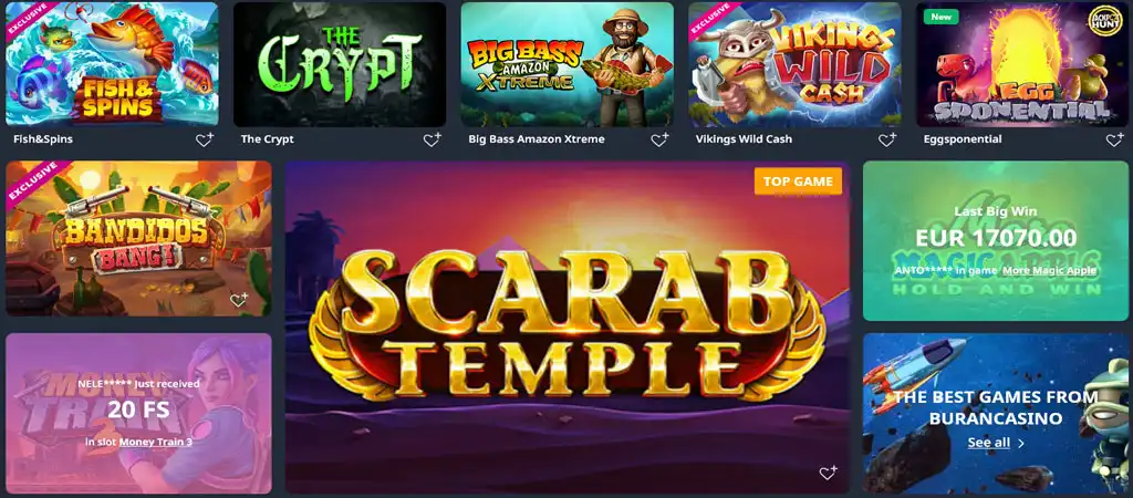 Buran Casino Wide Variety of Games