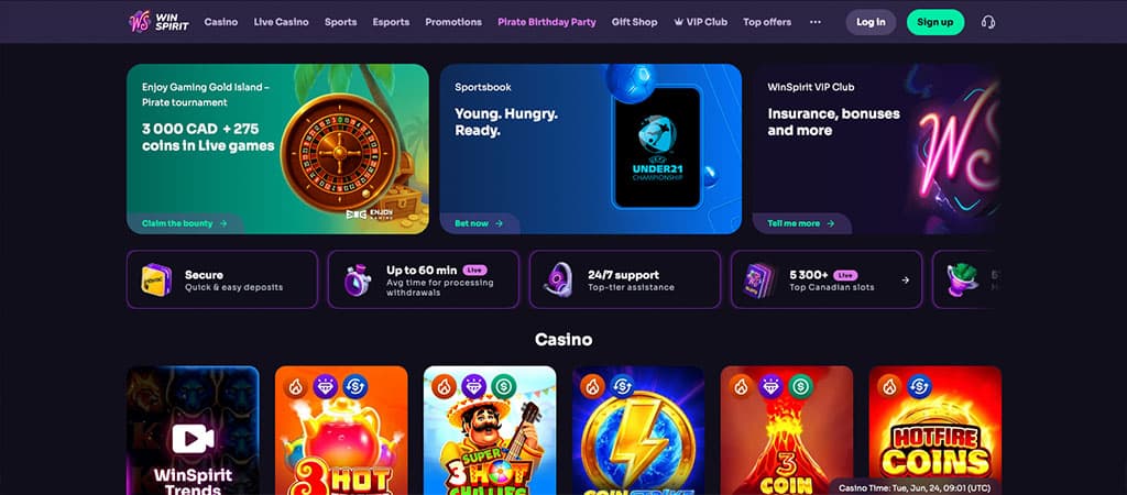 WinSpirit, casino, slots, bonuses, VIP, secure, payments, support, tournament, spins, games, rewards, live, esports, signup