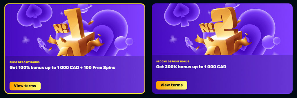 first deposit bonus, 100% bonus, free spins, second deposit bonus, 200% bonus, promotions, terms, casino offer, RocketPlay
