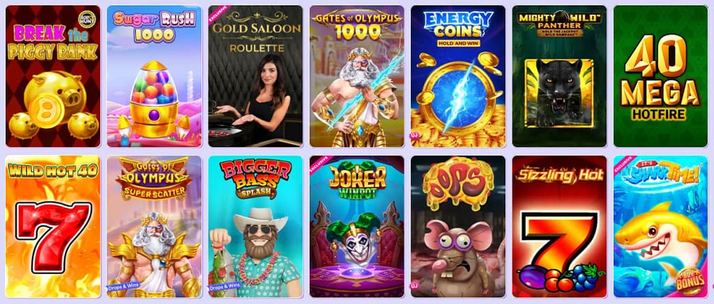 online slot games, Sugar Rush 1000, Gold Saloon Roulette, Gates of Olympus, Energy Coins, Mighty Wild Panther, Wild Hot 40