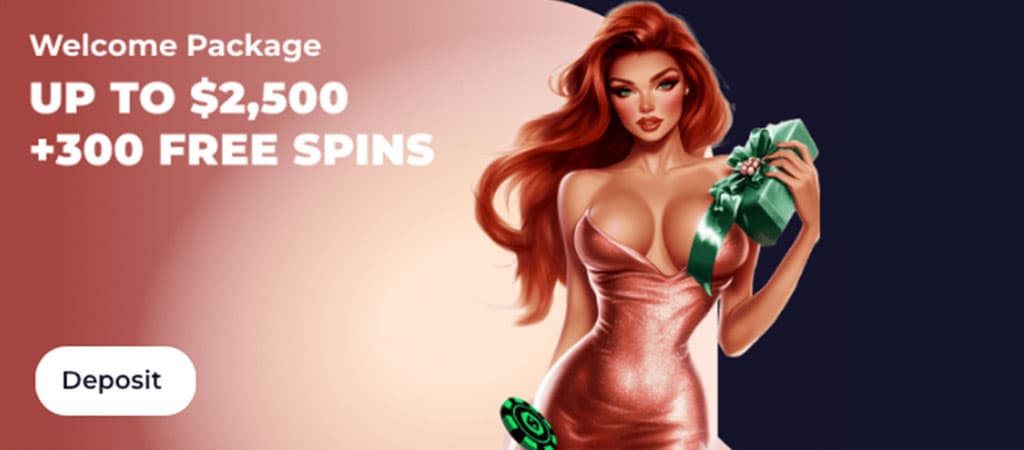 Spino Loco welcome bonus, deposit bonus, free spins, casino offer, elegant woman, red hair, gift box, casino chip
