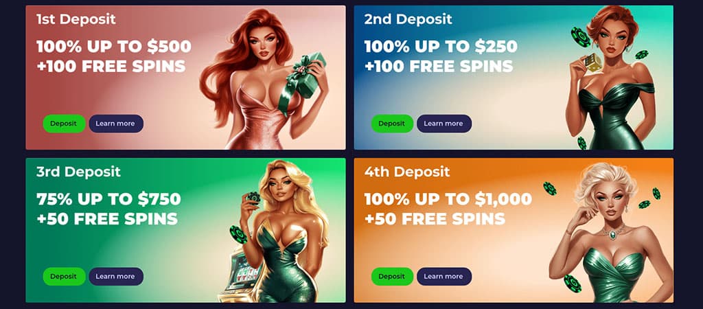 Spinoloco deposit bonuses, casino welcome package, first deposit, free spins, bonus offers, female characters