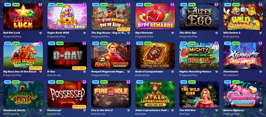 GambleZen Casino, slot games, Red Hot Luck, Sugar Rush, Dog House, Big Bass, Book of Conquistador, Wild Swarm 2