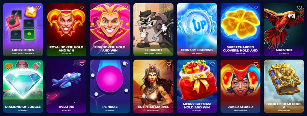 online casino games, Lucky Mines, Royal Joker, Le Bandit, Coin Up Lightning, Supercharged Clovers, Maestro, Diamond of Jungle