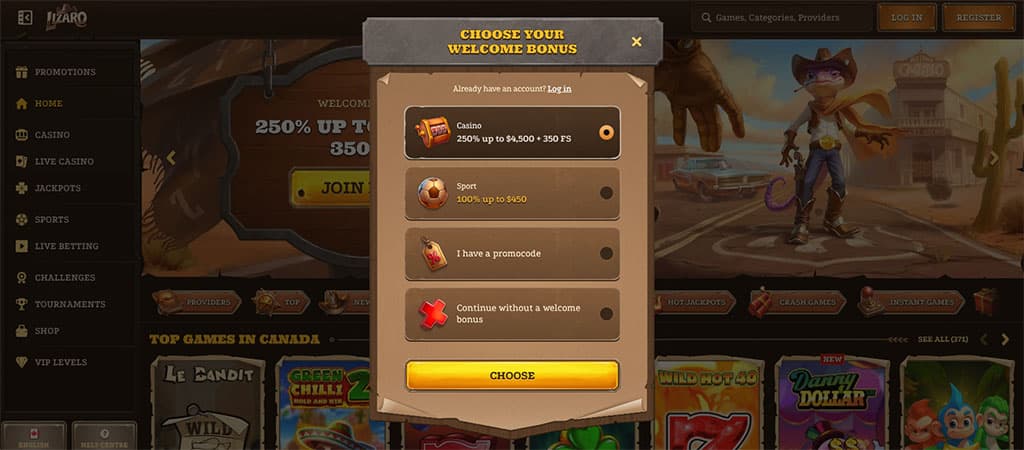 welcome bonus, online casino, register