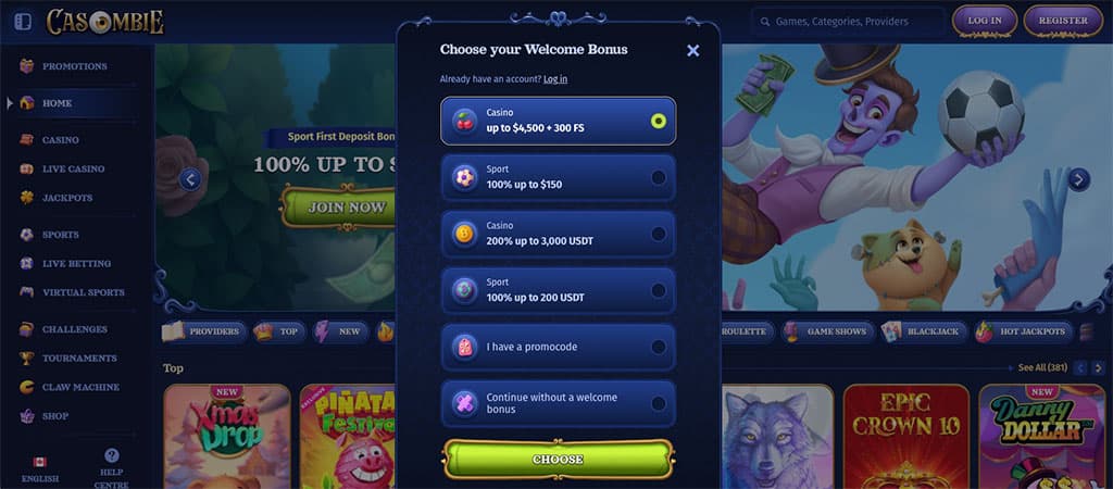 Casombie Casino Website, Register Easily