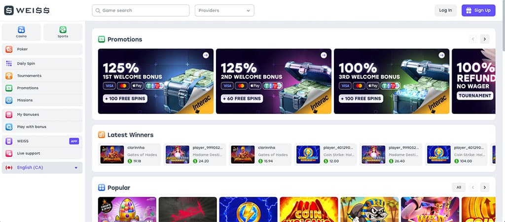 Weiss Casino, The Crypto Casino Heaven, online casino