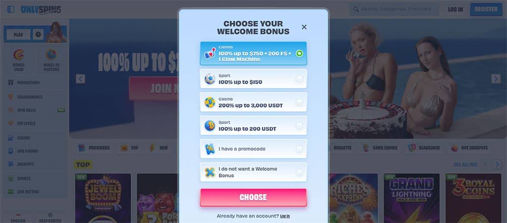 Only Spins Casino, register, online gambling sites