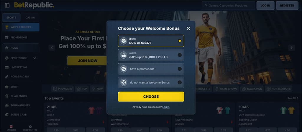 BetRepublic Canada Registration Process, register