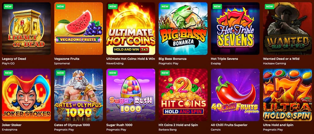 Vegazone Casino Games Selection and Game Providers