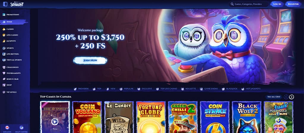 Spinight Casino, a Real Midnight Fun