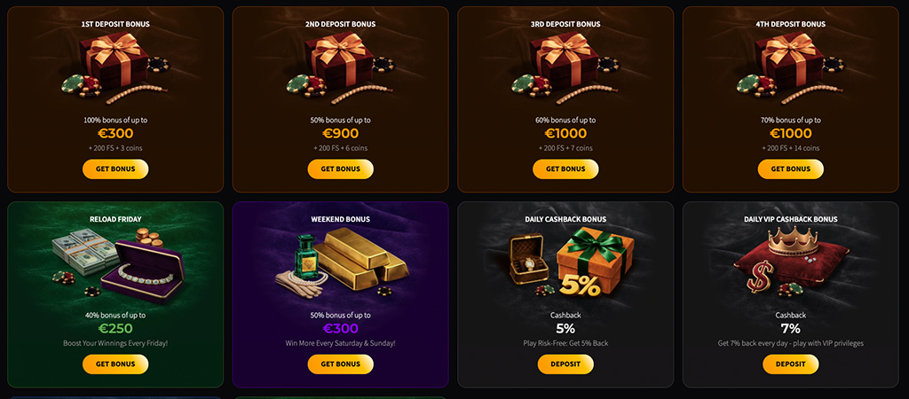 Free Spins, Welcome Package, live casino
